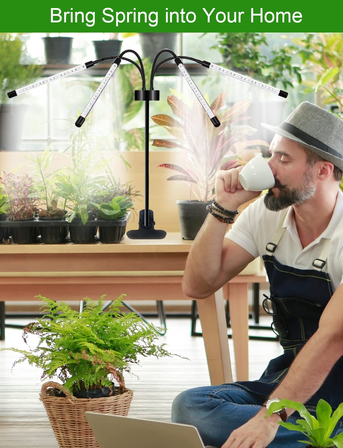 Shyineyou Grows Lights for Indoor Plants Full Spectrum, Plant Light for Indoor Plant with 3 Switch Modes, 3/9/12H Timer, 15W Dimmable Plant Grow Lights for Various Plants