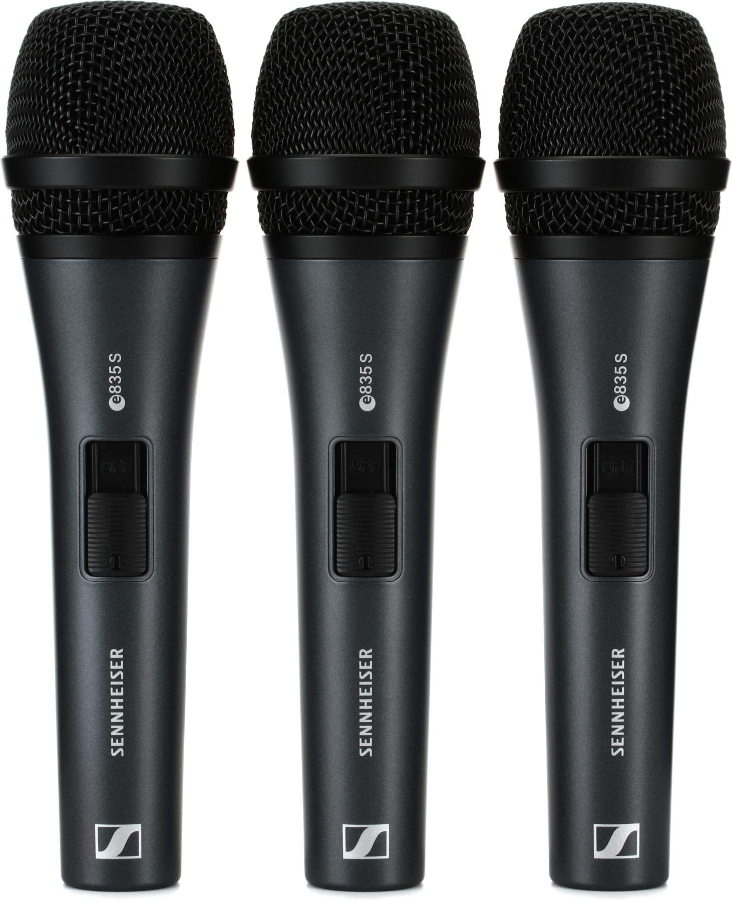 Sennheiser E 835-S Live Vocal Microphone with On Off Switch - 3-Pack,Black
