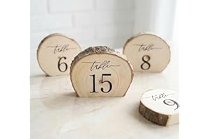 J-RUIDAGO Restaurant Wooden Wedding Table Numbers Holders Place Cards Party Seat Card Anniversary Wedding Reception, Unique1-