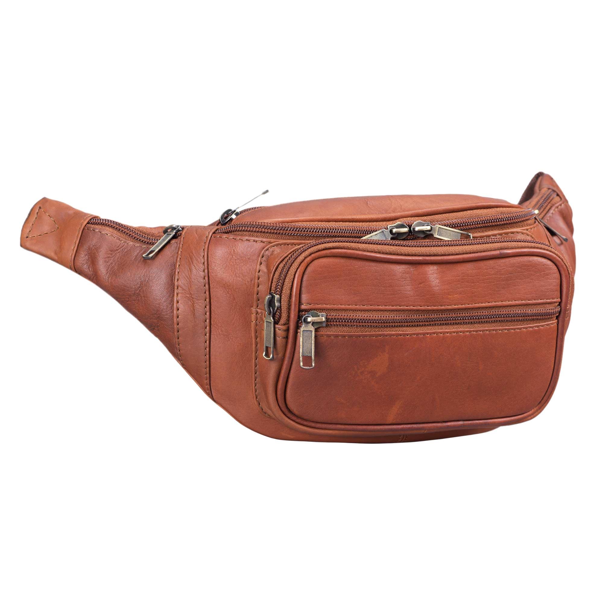 STILORD "Maverick" Leather Fanny Pack Shoulder Bag Camera Bag Mobile Phone Travel Festival Trekking Ladies Men Soft Leather Colour:Cognac-Brown