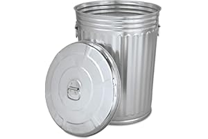 KCHEX Pre-Galvanized Steel Trash Can - Round, 20gal, Gray, with Lid - Outdoor Garbage Can