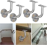 Proster 4PCS Stainless Steel Handrail Brackets Wall Mounted 90° view 3
