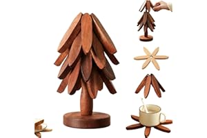 Wooden Trivet Tree, Natural Tree Trivet Set, 4 Wooden Trivets & 1 Stand Like A Christmas, Tree Trivets for Pot, Bowl, Teapot,