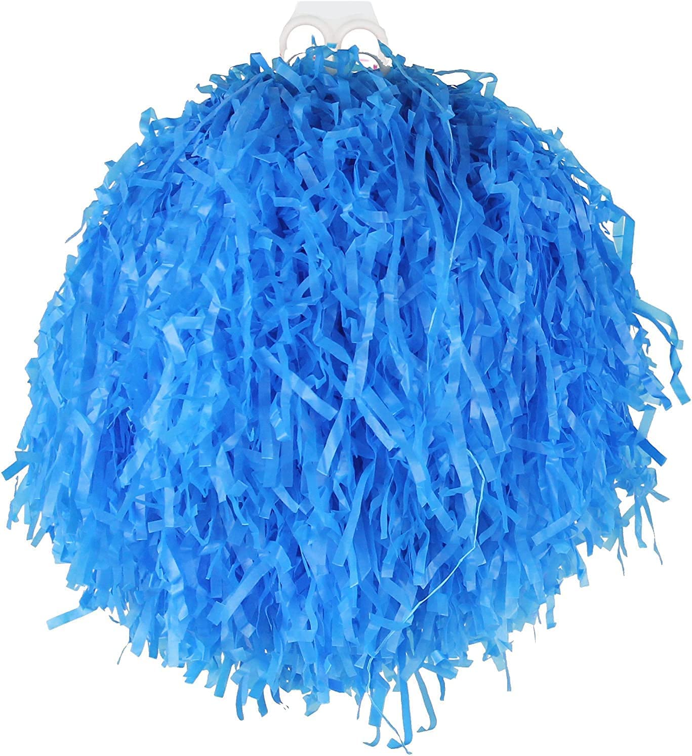 Jumbo Cheerleader Pom Poms - 1 Pom Pom - Blue Tasseled Pompoms with Finger Grip - USA American Cheerleader Dance School Fancy Dress Costume Accessory