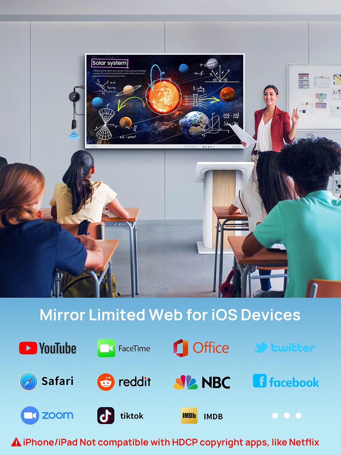 TIMBOOTECH Wireless HDMI Display Adapter 5G, 4K@30Hz Miracast Dongle Screen Mirroring Video & Audio Receiver for Laptop, PC, i-Phone, i-Pad, Tablet, Mac, Android, Windows to TV/Projector/Monitor Blue