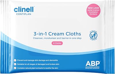 CONTIPLAN Clinell Incontinence Cleansing Cloths with Barrier Cream 8 Pack