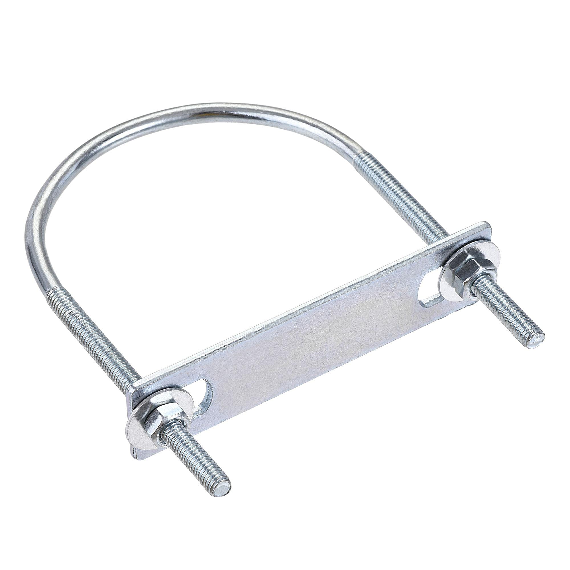 sourcing map Round U-Bolt 1 Set 3.15"(80mm) Inner Width 120mm Length Steel M6 with Nut, Plate, Washer