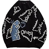 Yimoon Men Oversized Sweater Graphic Cable Knit Jumper Cute Unisex Crewneck Pullover