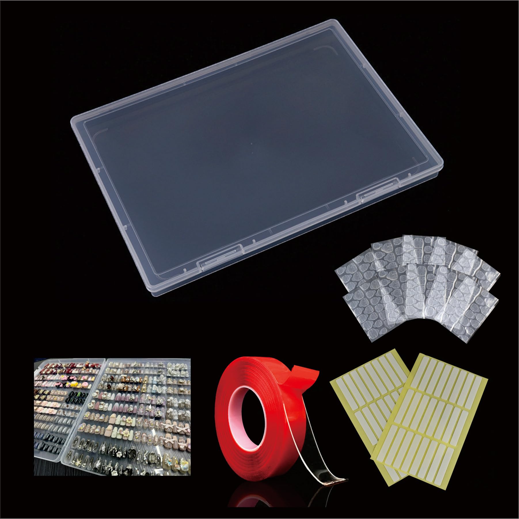 MeetRade Nail Organizers and Storage: A4 Extra Large False Nails Display Box,Art Nail Organizer,Nail Storage Case,Fake Nail Organizer Box Package