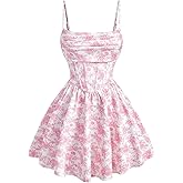 Floerns Women's Floral Sleeveless Corset Dress Ruffle Hem Vacation A Line Mini Dresses