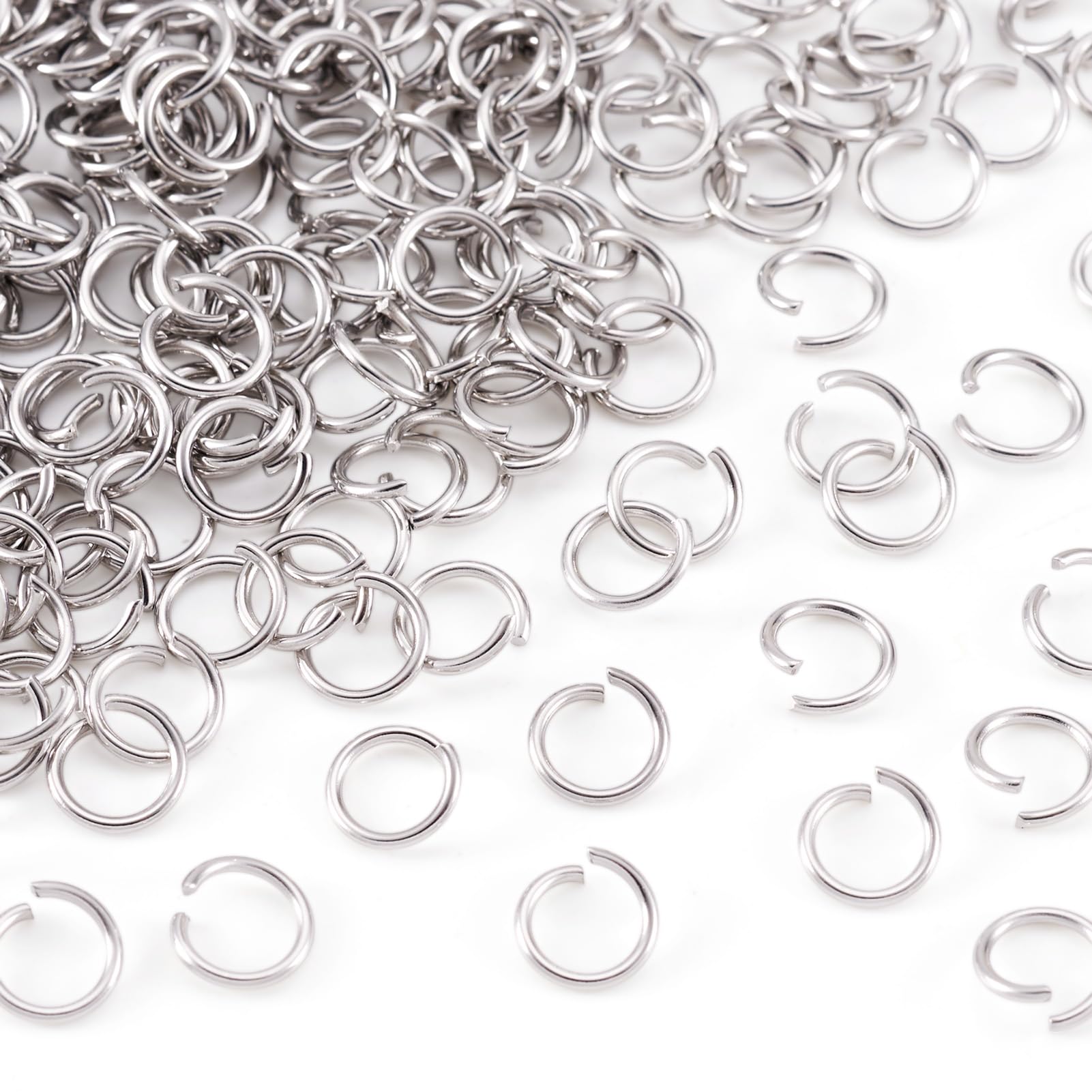 PandaHall 1000Pcs Stainless Steel Open Jump Rings 8mm Tiny Round 1mm Thick Connector Rings for Jewelry Making