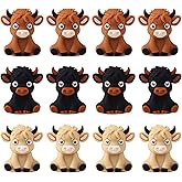 AELUUAKE 12Pcs 3D Highland Cow Silicone Beads Cow Characters Focal Beads Charms Rubber DIY Crafts Loose Spacer Bead Bulk for Pens Keychains Bracelet Necklace Lanyard Making