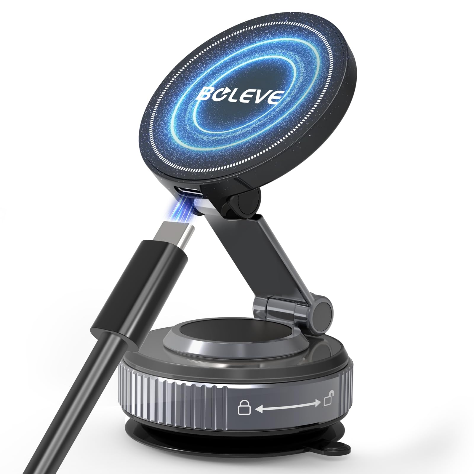 スマホホルダー 車 ワイヤレス充電 マグネット【ナノジェル吸盤・360°回転】MagSafe 車...