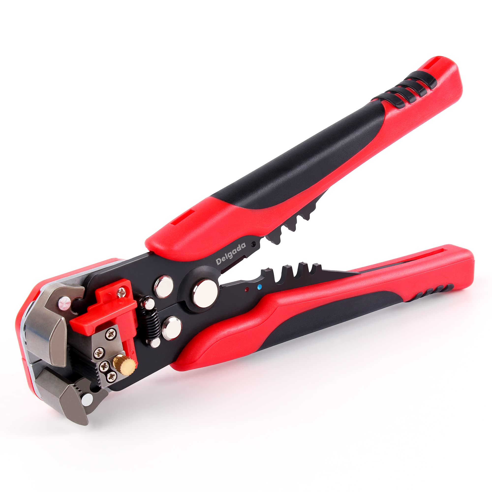 SHAHE 8 Inches Self-adjusting Wire Stripper, Wire Crimping Tool with Cutting, 24-10 AWG, Model D-2, Plastic & Rubber Grip