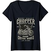 Womens West Coast Chopper Motorcycle Garage V-Neck T-Shirt