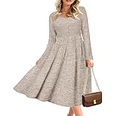 CARCOS Plus Size Sweater Dress Long Sleeve Henley Crew Neck Pullover Casual Fall Winter Knit Midi Dresses with Pocket XL-5XL
