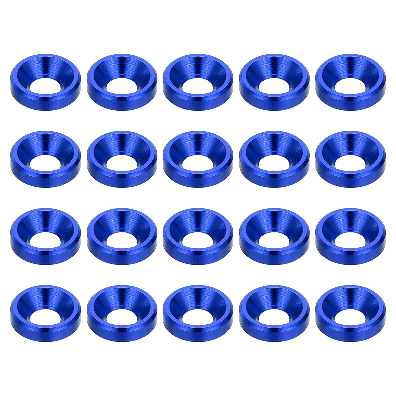 PATIKIL M3 Finishing Countersunk Washers, 20 Pack Head Washers Alloy Aluminum Screw Gaskets for Screw Bolt RC FPV PC Mechanical Accessories Parts, Blue