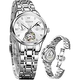 OLEVS Automatic Women Watches Diamond Tourbillon Dress Wrist Watches Moon Phase Waterproof Luminous