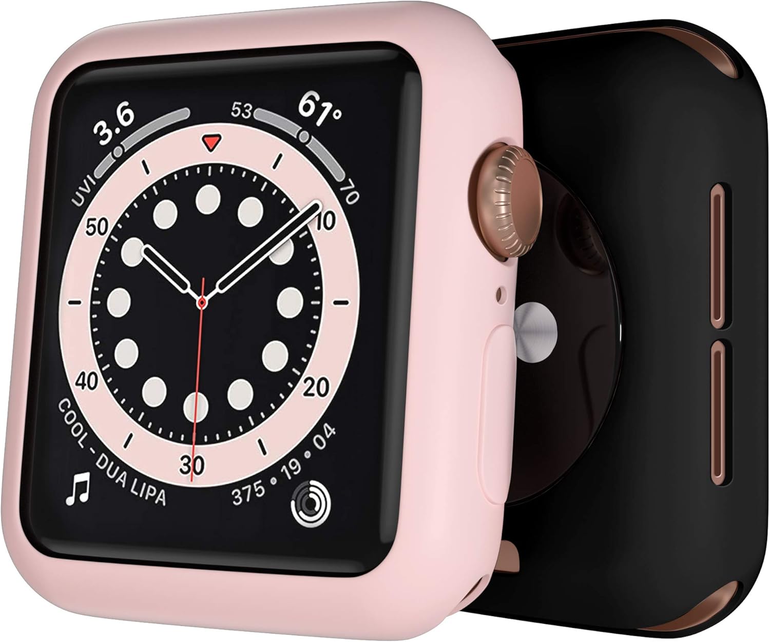 [2 Pack] GEAK 40mm Case Compatible for Apple Watch SE, Ultra-Thin Soft TPU Protective Bumper Case Cover for iWatch 40mm Series 6 5 4, Black/Pink