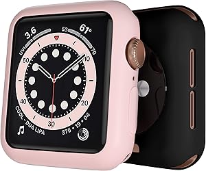 [2 Pack] GEAK 40mm Case Compatible for Apple Watch SE, Ultra-Thin Soft TPU Protective Bumper Case Cover for iWatch 40mm Series 6 5 4, Black/Pink