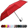 Windproof Travel Umbrellas for Rain - Lightweight, Strong, Compact with & Easy Auto Open/Close Button for Single Hand Use - Double Vented Canopy for Men & Women