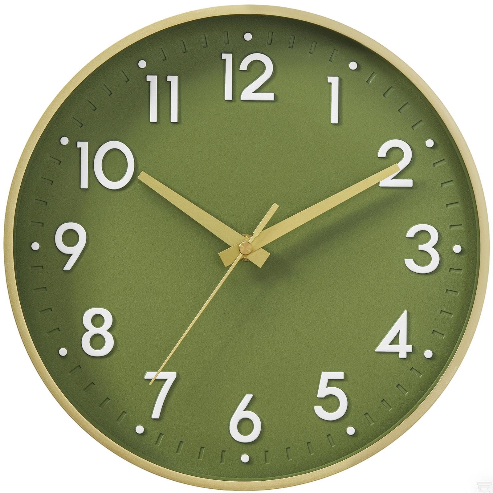 Photo 1 of Mosewa Wall Clock 14 Inch, Battery Operated Non-Ticking Analog Clock Decorative for Kitchen, Bedroom, Office, Home(Gold)