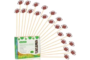 Crafterlife 100pcs Football Cocktail Picks Decorative Toothpicks Fruit Sandwich Skewers Dessert Sticks for Rugby Ball Super Bowl League Sports Catered Events Decorations Party Supplies