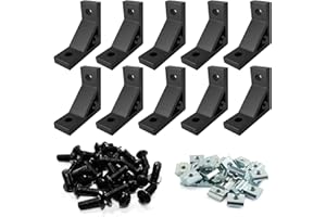 FORRCKY 10 Sets Heavy Duty 2020 Aluminum Extrusion Corner Bracket 20 Series V T Slot Hardware L Angle Connector with Slide Nut Bolts Screw for 2020 8020 2040 Extruded Aluminum Profile