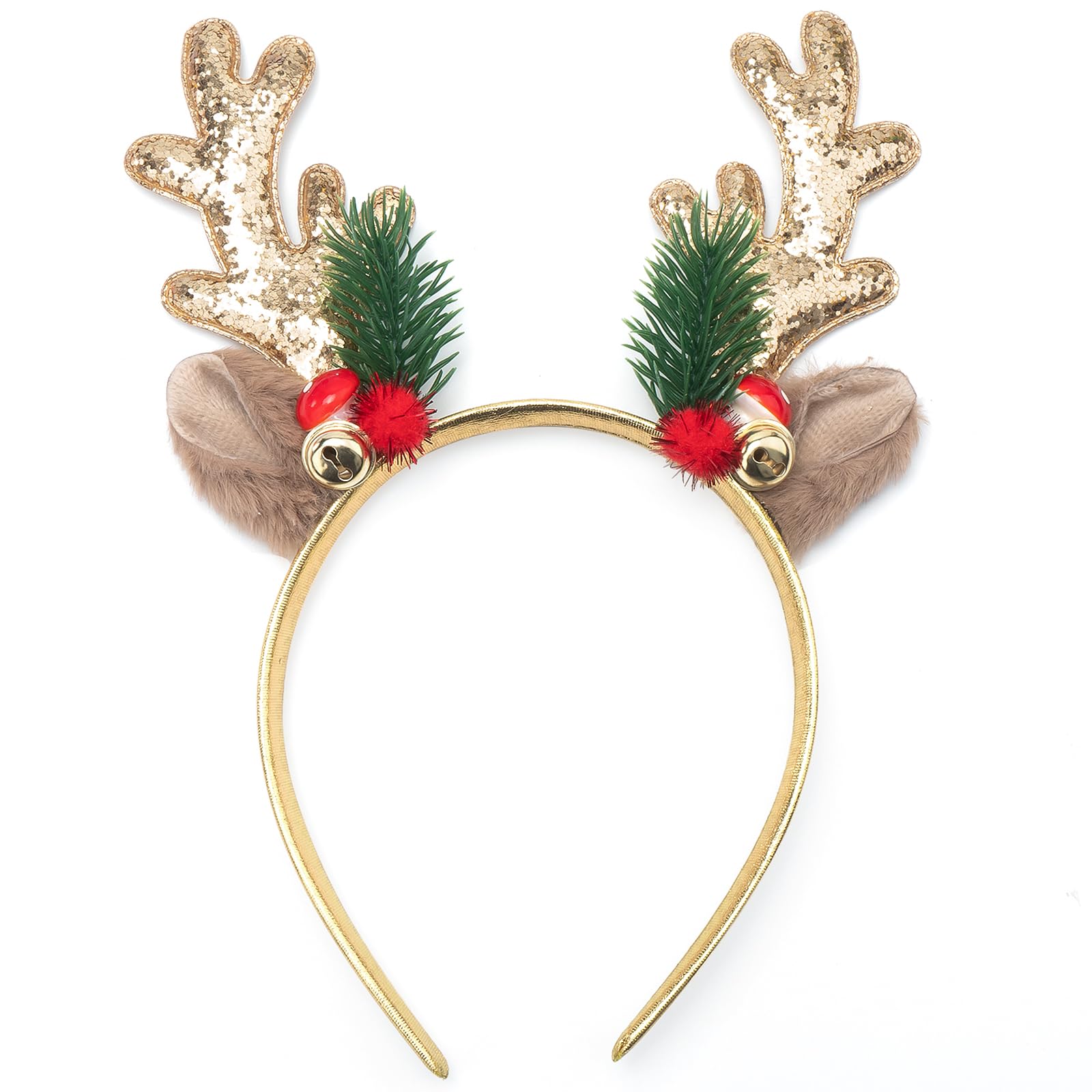 View 1 of *MINOR DAMAGE - USED*
TULOBI Christmas Headbands Glitter Christmas Elk Antlers Headband Cute Xmas Hair Bands Holiday Headbands Party Gift Christmas Costume Party Accessories for Women and Girls (Gold)