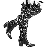 DREAM PAIRS Western Cowboy Boots Over The Knee Western Cowgirl Boots Women Thigh High Boots