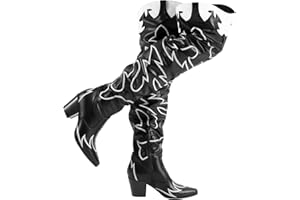 DREAM PAIRS Western Cowboy Boots Over The Knee Western Cowgirl Boots Women Thigh High Boots