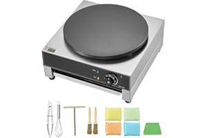 Uargd Electric Crepe Maker, 16-Inch Commercial Pancake Machine, 1700W Flat Plate Griddle, Nonstick Stainless Steel Crepe Cook