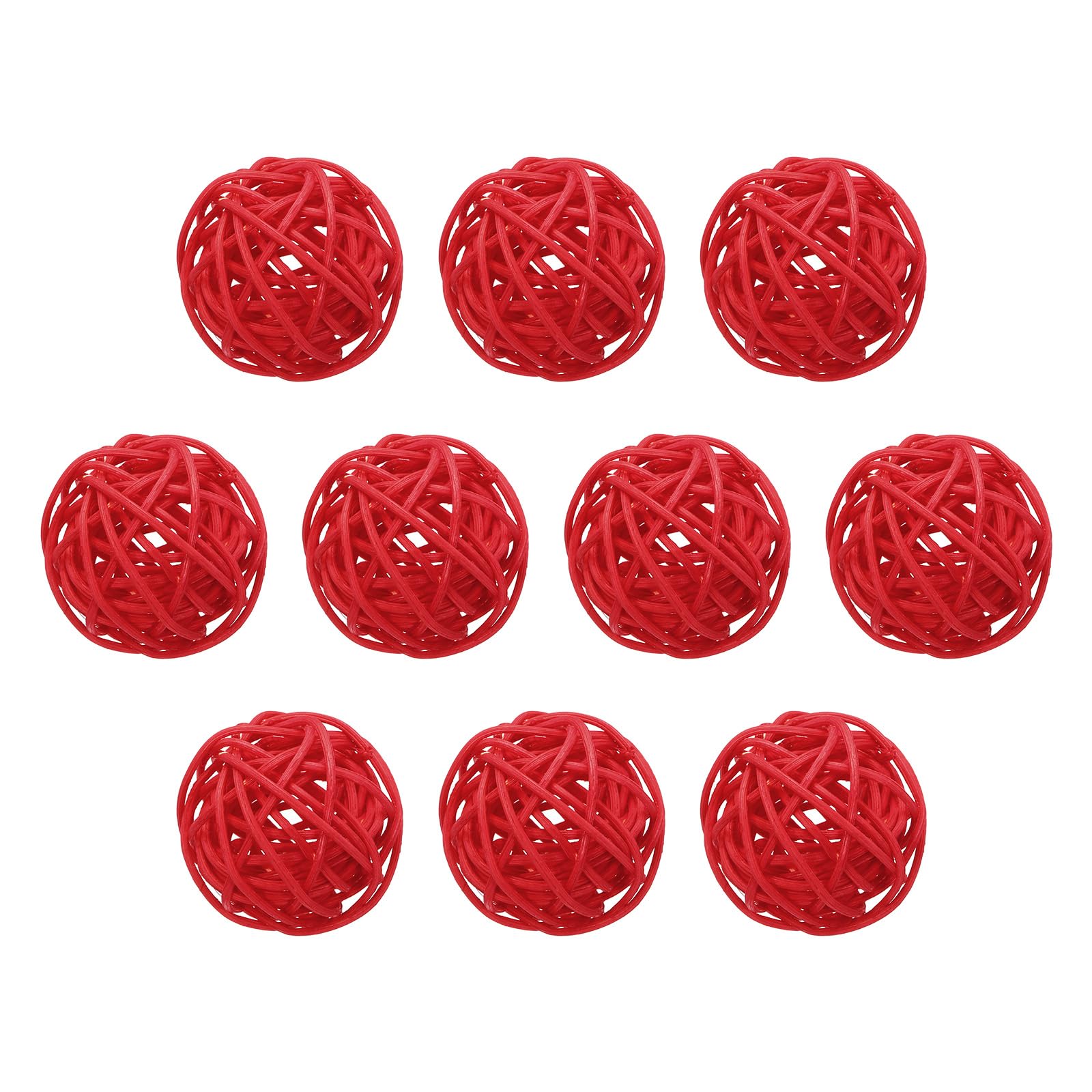 Uxcell 12 Pcs Wicker Rattan Balls 1.6 Inch Rattan Decorative Balls for Centerpiece Bowls Vase Fillers Home Decor Red