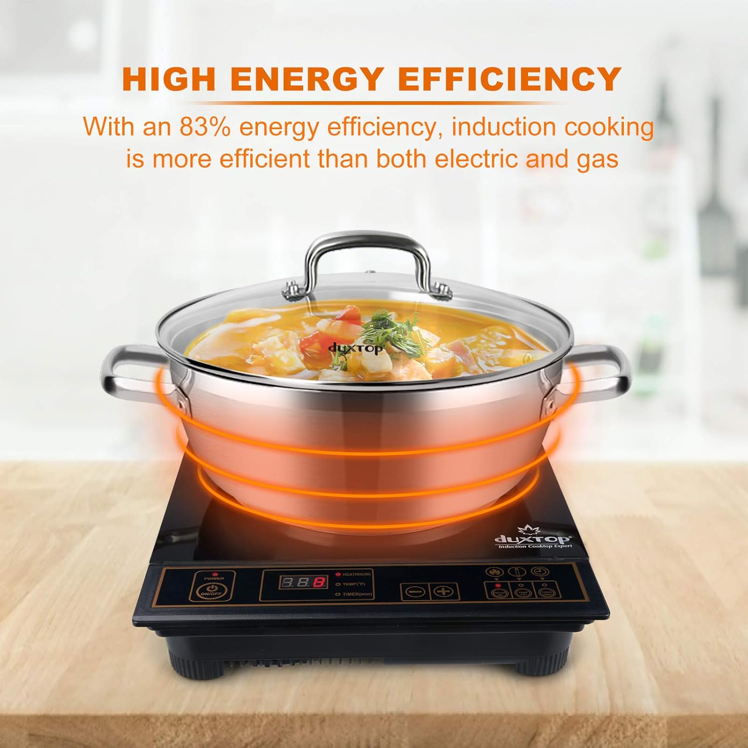 Duxtop 1800W Portable Induction Cooktop, Countertop Burner Included 5.7 Quarts Professional Stainless Steel Cooking Pot with Lid, Heavy Impact-bonded Bottom: Kitchen & Dining