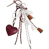 QTKJ Red Tassels, Bow and Hearts Hand-Woven Nylon Rope Keychain, Fashions Bag Charm, Aesthetic Keychain, Bag Accessories Charms for Handbag, Backpack