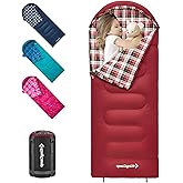 KingCamp 45°F Kids Sleeping Bag, Lightweight Waterproof & Compact Flannel Sleeping Bags Cold Weather & Warm Youth Essentials Gear Accessories for Camping, Fits 10-12 Children up to 4'7"-5'5" Tall