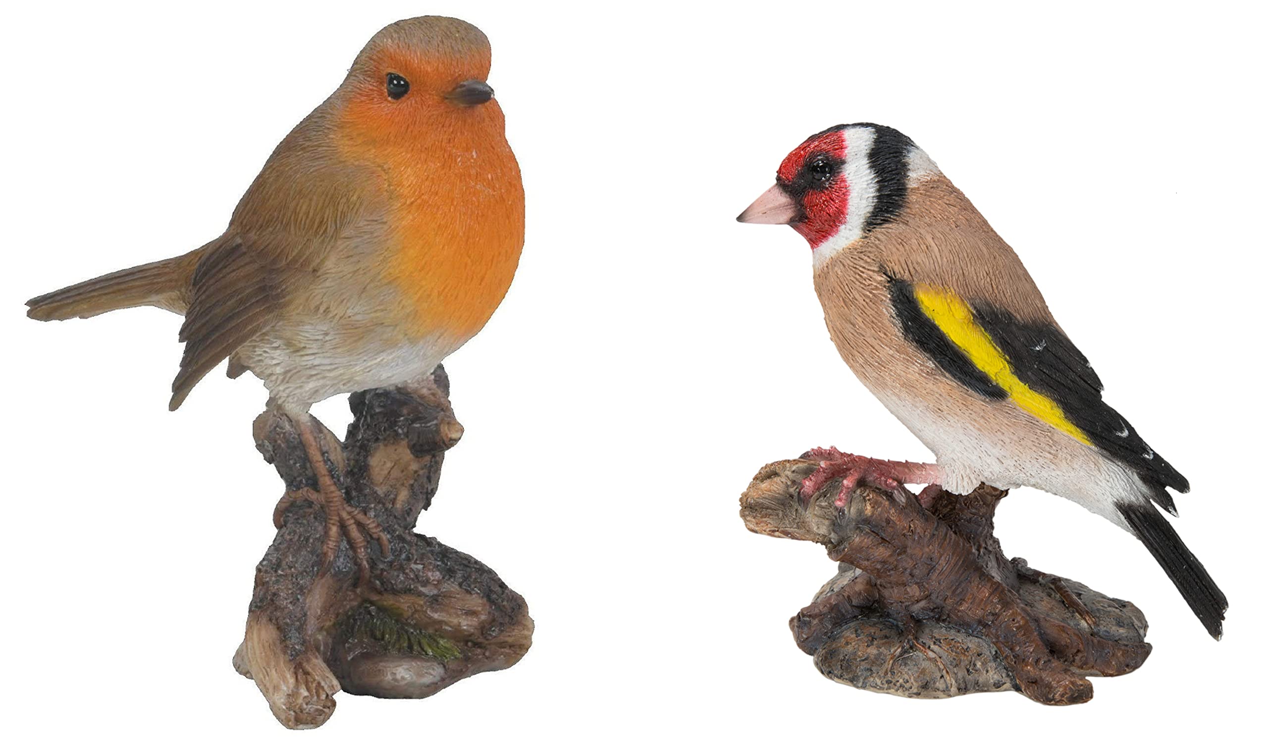 Vivid Arts - British Birds Life Like Robin & Goldfinch Garden Ornaments, Multicolor (WBC-RB01-GOLF-F)