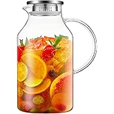 Bivvclaz 3 Liter 101 oz Glass Pitcher with Lid and Handle, Glass Water Pitcher for Fridge, Glass Carafe for Hot/Cold Water, Iced Tea Pitcher, Large Jug for Coffee, Juice and Homemade Beverage
