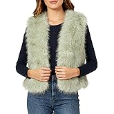 Amazhiyu Women's Faux Fur Crop Open Front Vest Coats Sleeveless Jackets Winter