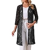 Seta T Women's Cardigan Lace 3/4 Sleeve Crochet Open Front Long Cardigans Lightweight Cover Up