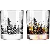 TOOWELL Whiskey Glasses Set of 2 - Retirement Gifts for Men Woman, 11OZ Bourbon Glass Old Fashioned Handmade, 40th 50th 60th Birthday Gifts for Him Dad Anniversary Valentines Party Decorations
