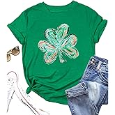 St Patrick's Day Shirts for Women Lucky Irish Shamrock Paddy's Shirt Cute Shamrock Graphic Short Sleeve Tees Tops 2025