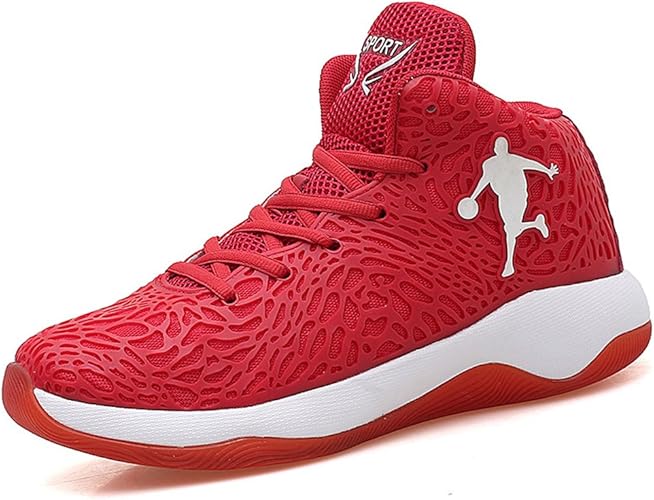 Amazon スフォン メンズ 夏 メッシュバッシュ ジュニア バスケットシューズ 軽量 通気 ハイカット スニーカー バスケットボールシューズ バスケ ヒップホップ ストリート系 バスケットボール