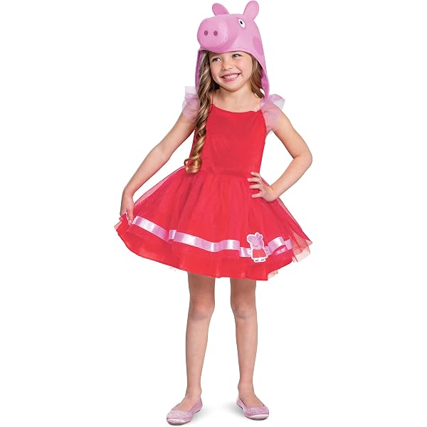 Peppa Pig Kostüm Für Mädchen – Jumpsuit Mit Hut, Größe Large (4-6 Jahre)