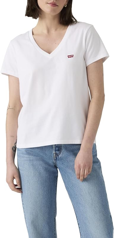 Maglietta da Donna Perfect Vneck Tees, Confezione da 2 V Neck White, M