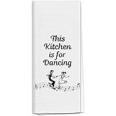 QGFM Funny Kitchen Towels - Dancing Funny Dish Towels with Saying, Tea & Hand Towels for Kitchen Decor, 16x24 Inch