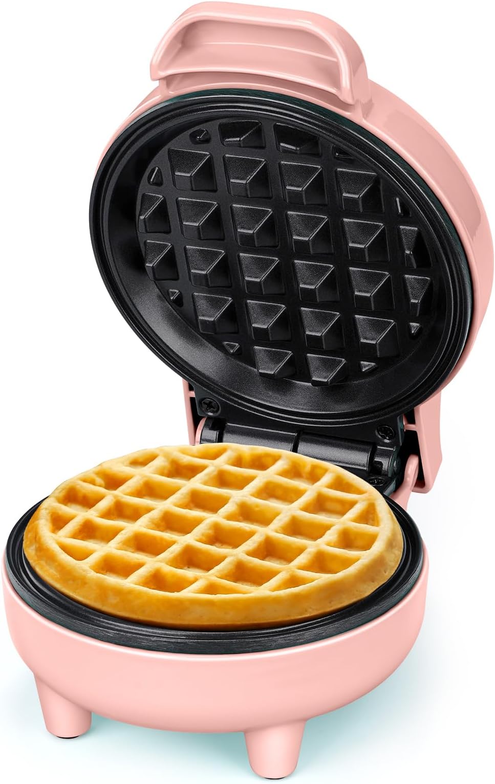SNAILAR Mini Waffle Maker 550W Pink | Nonstick, Cool Touch, Ready Light