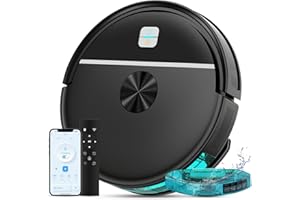 ECOHOME Robot Vacuum and Mop Combo,3500Pa Powerful Suction, with Wi-Fi/App/Remote,2 in 1 Mopping Robot Vacuum Cleaner,Dustbin and Watertank, for Pet Hair,Hard Floors and Low Pile Carpet,Black