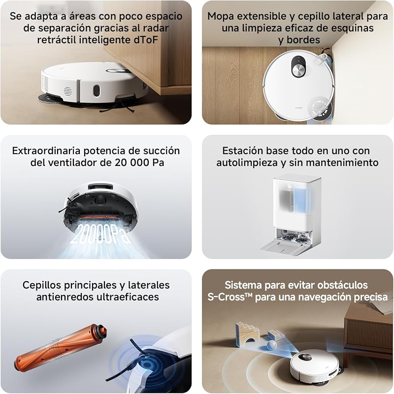 5 Robot Aspirador con Fregado, 20000 Pa, Navegación DToF