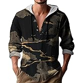 MARSVOVO Men's Hoodie Drawstring Hooded Button Down Beach Tops Casual Hawaiian Lightweight Comfy Loose Fit Sweatshirts